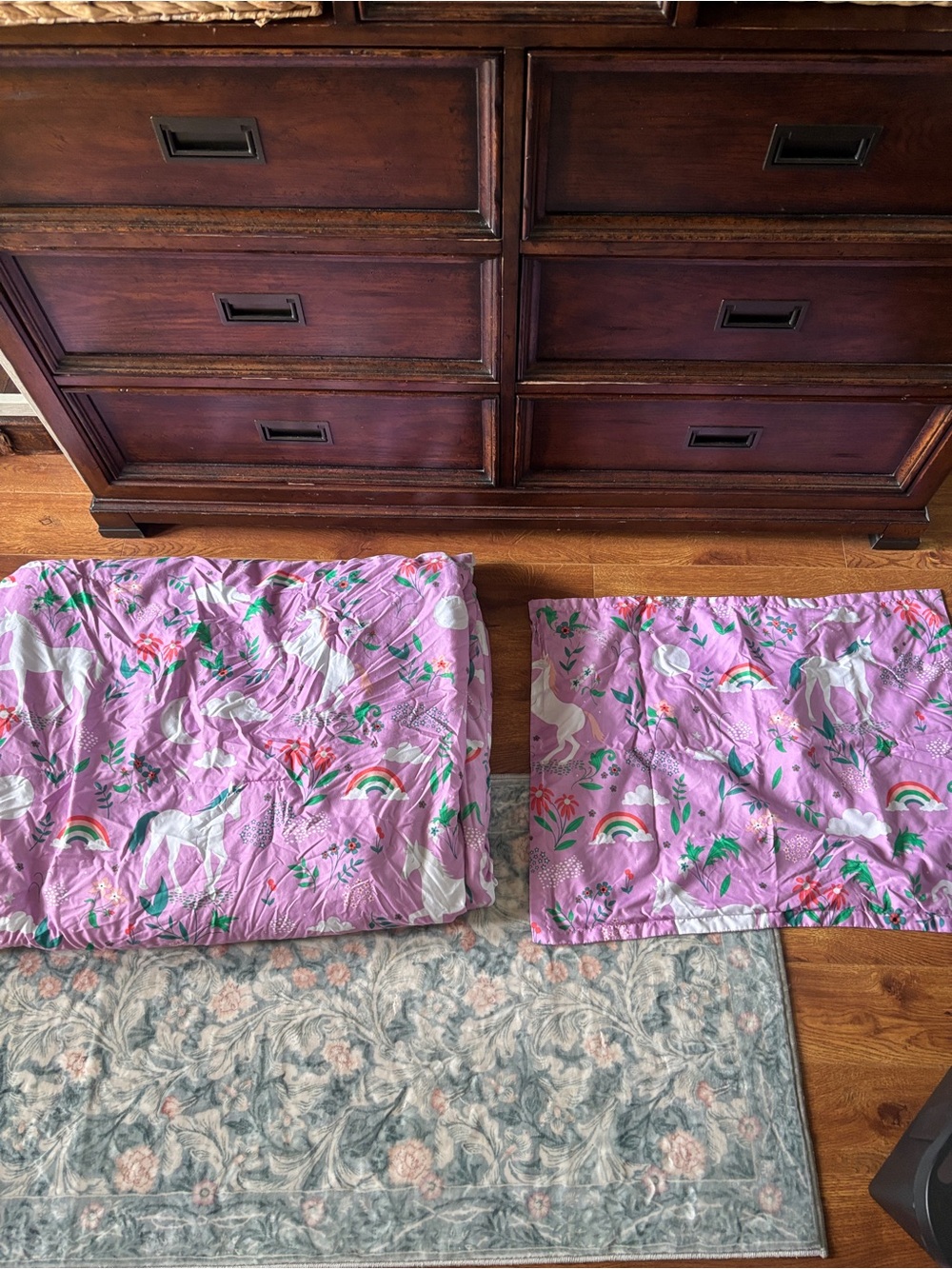 Pink Unicorn Rainbow Quilt Set - 2 Pieces